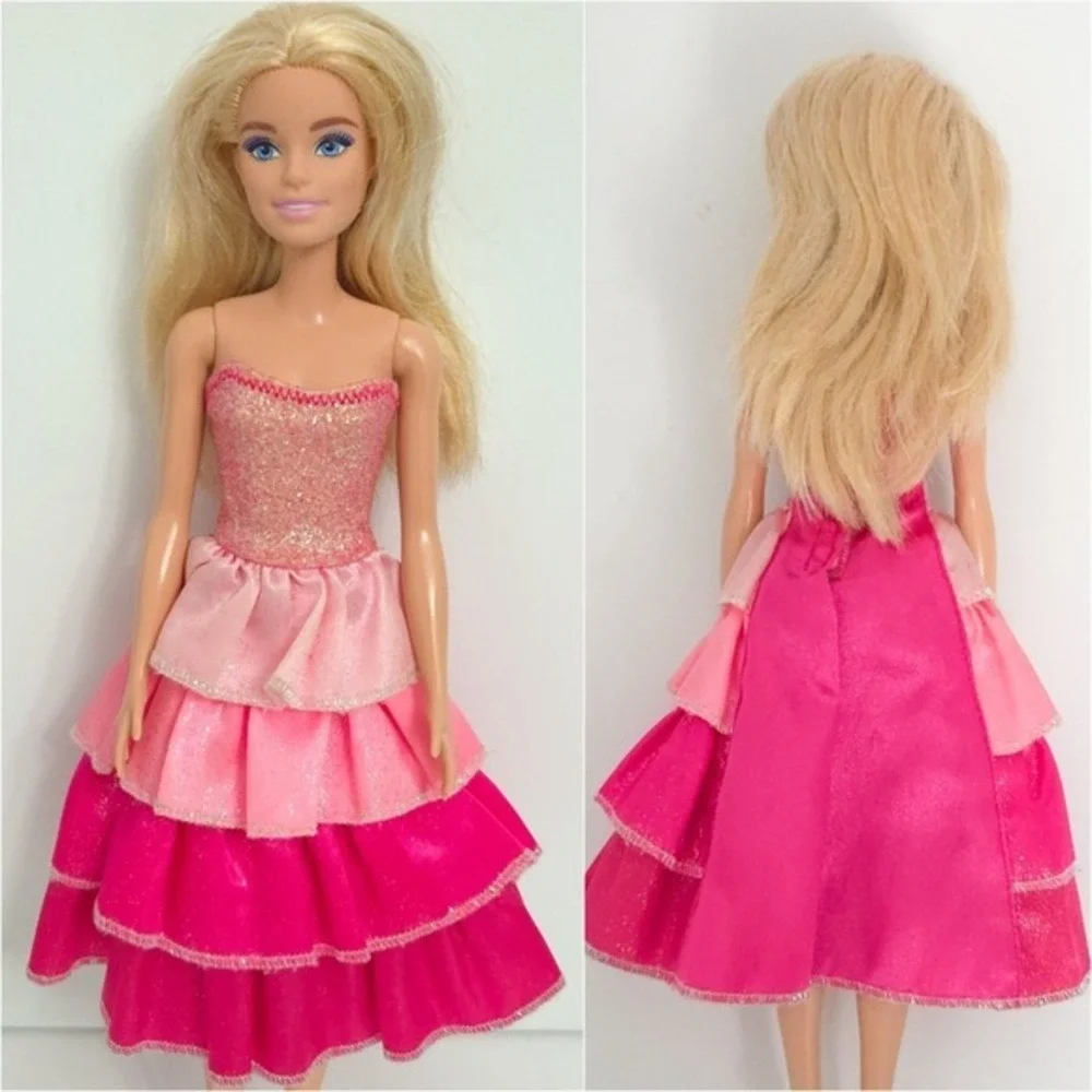 Barbie & Purple Hair Skipper Doll in Pink Glitter‎ Ruffle Party Dress (Set of 2)
